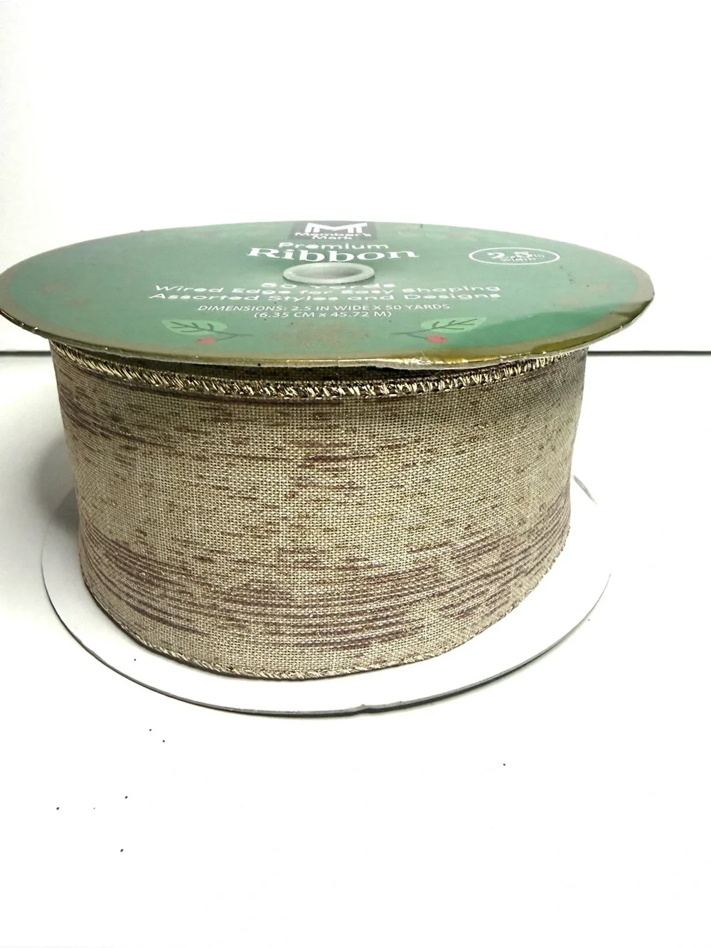 Member's Mark Premium Natural Beige Wired Edge Ribbon - Beige